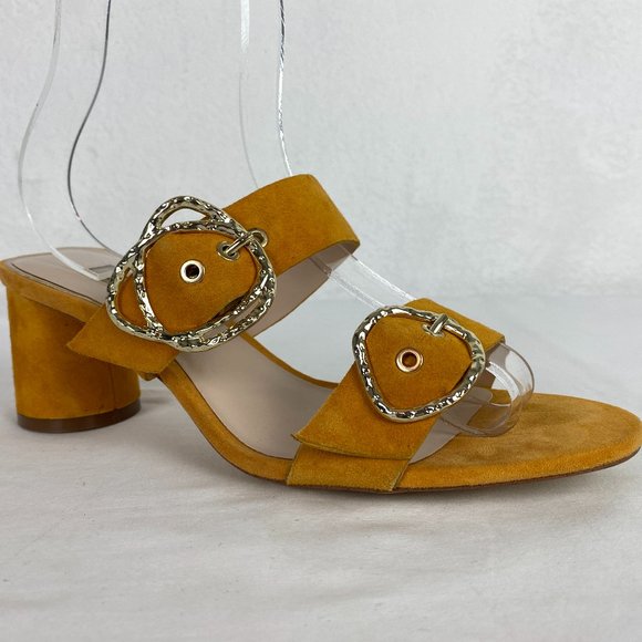 Zara Basic Mustard Yellow Gold Heel Strappy Sandal